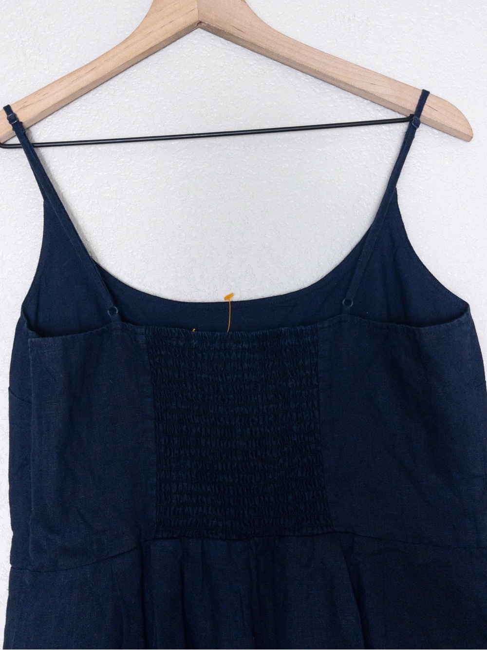 Quince 100% European Linen Scoop Neck Midi Dress M Deep Navy Pleated Pockets - Picture 9 of 11